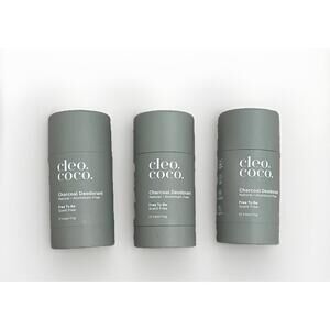 Cleo Coco Charcoal Deodorant Natural Free To Be Scent Free 2.5 oz - set of 3